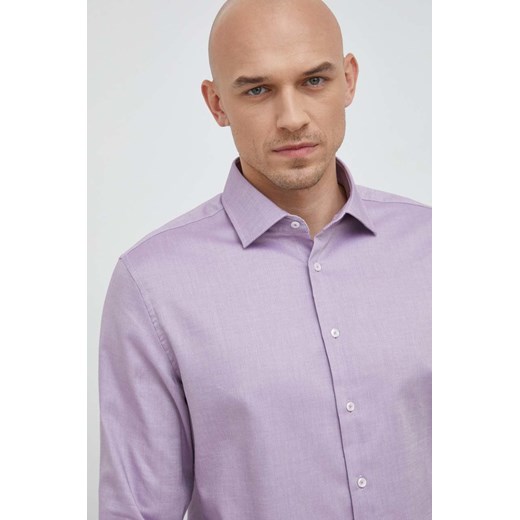 Koszula męska Seidensticker fioletowa elegancka z długim rękawem 