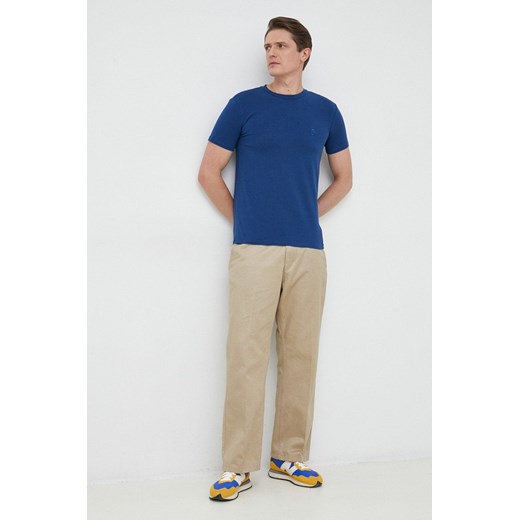 Trussardi t-shirt męski kolor niebieski gładki ze sklepu ANSWEAR.com w kategorii T-shirty męskie - zdjęcie 149002266