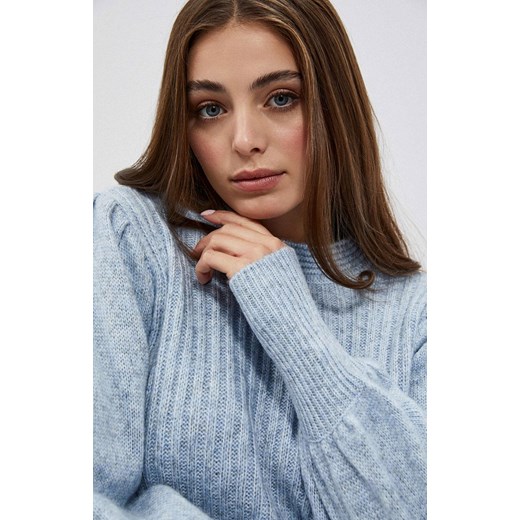 Sweter z bufiastymi rękawami w kolorze błękitu 3919, Kolor błękitny, Rozmiar XS, Moodo ze sklepu Primodo w kategorii Swetry damskie - zdjęcie 149013427
