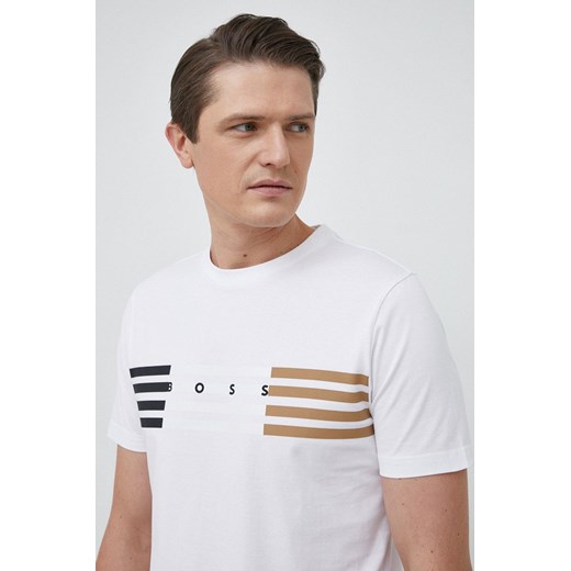 BOSS t-shirt męski kolor biały z nadrukiem S ANSWEAR.com