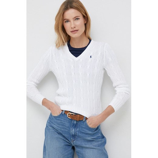 Polo Ralph Lauren sweter bawełniany damski kolor biały lekki Polo Ralph Lauren S ANSWEAR.com