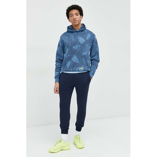 Adidas Originals bluza męska kolor niebieski z kapturem wzorzysta XL ANSWEAR.com