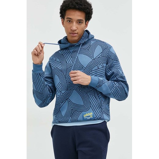 Adidas Originals bluza męska kolor niebieski z kapturem wzorzysta XL ANSWEAR.com