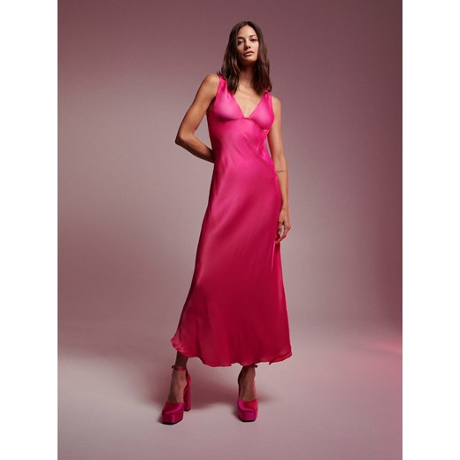 Reserved - Satynowa sukienka - Różowy Reserved L promocyjna cena Reserved