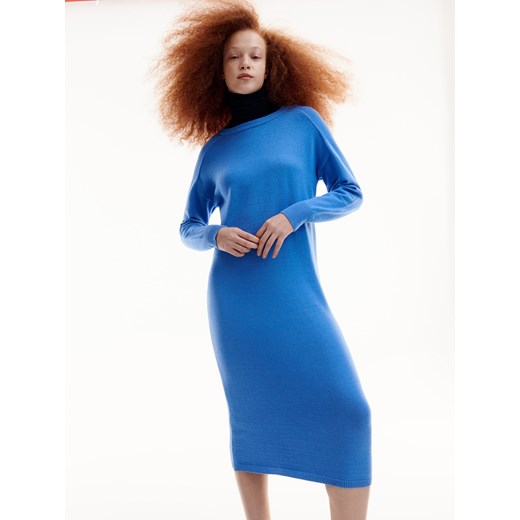 Reserved - Dzianinowa sukienka z wiskozą - Niebieski Reserved L promocja Reserved