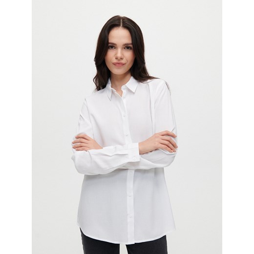 Gładka koszula z wiskozy biała - Biały House S House