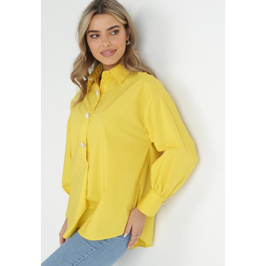 Żółta Koszula Bawełniana Trapezowa Hazala ze sklepu Born2be Odzież w kategorii Koszule damskie - zdjęcie 149160207