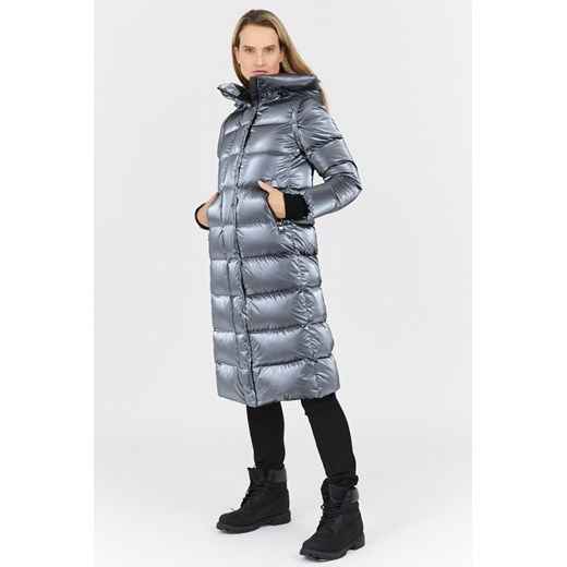 HETREGO - Srebrny płaszcz puchowy z odpinanymi rękawami Summer 36 EU - 40 IT okazja outfit.pl