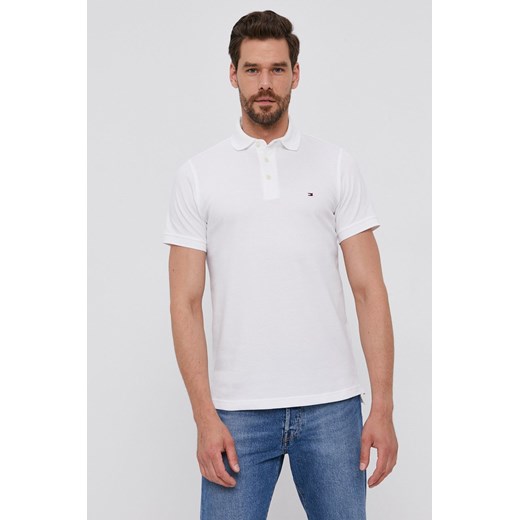 Tommy Hilfiger polo męski kolor biały gładki MW0MW17771 ze sklepu ANSWEAR.com w kategorii T-shirty męskie - zdjęcie 149203158