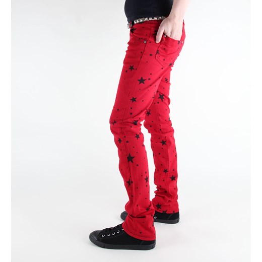 kalhoty dámské 3rdand56th - star skinny jeans - jm1097 - red 32 32 wyprzedaż Metal-shop