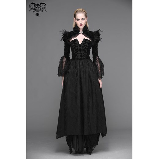koszulka męskie - black swan gothic shawl with faux fur - devil fashion - ca005 4XL Metal-shop