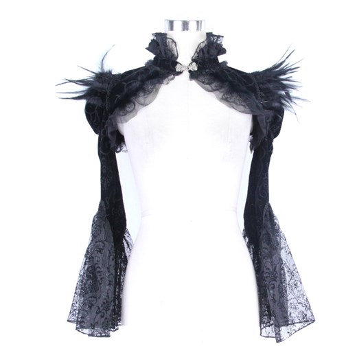 koszulka męskie - black swan gothic shawl with faux fur - devil fashion - ca005 XS Metal-shop