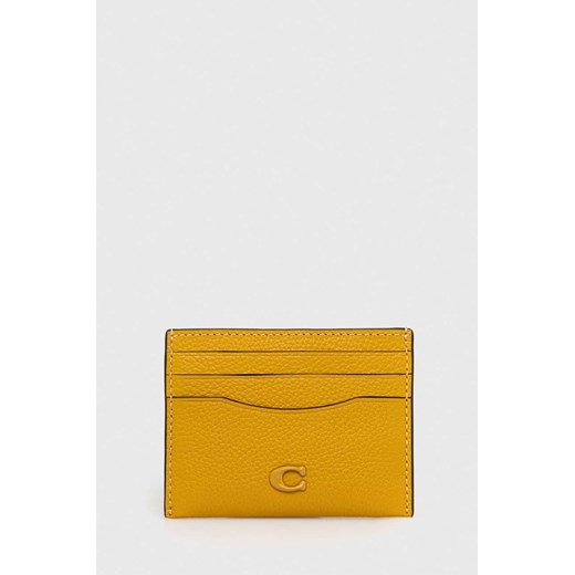 Coach etui na karty skórzane męski kolor żółty Coach ONE ANSWEAR.com