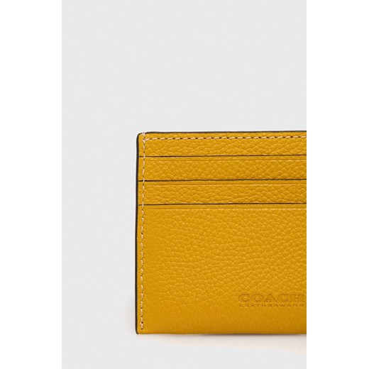 Coach etui na karty skórzane męski kolor żółty Coach ONE ANSWEAR.com