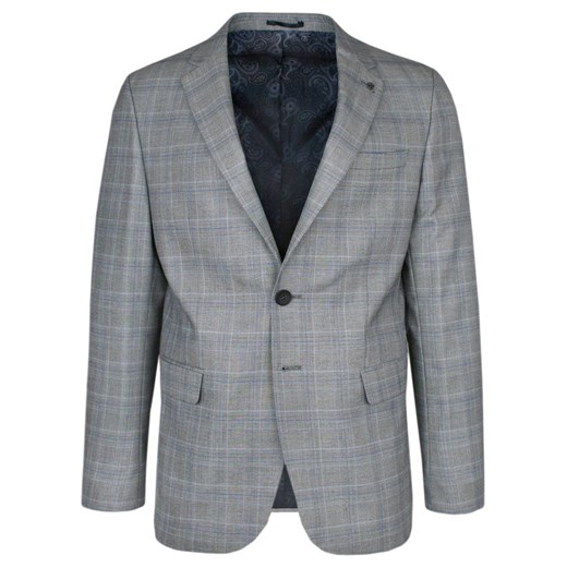 Marynarka Casualowa Szara w Kratkę, Taliowana, Dwa Guziki, Dwa Rozcięcia -RIGON Rigon 100/176 JegoSzafa.pl