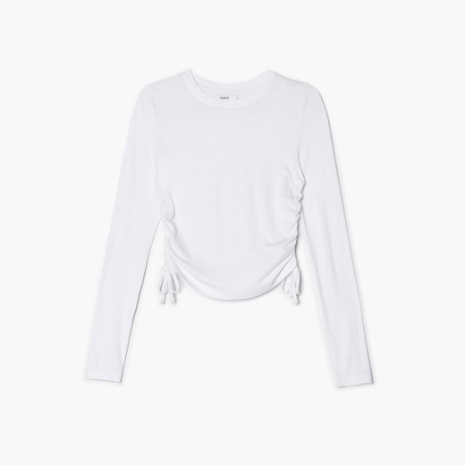Cropp - Bluzka z marszczeniami - biały ze sklepu Cropp w kategorii Bluzki damskie - zdjęcie 149321067