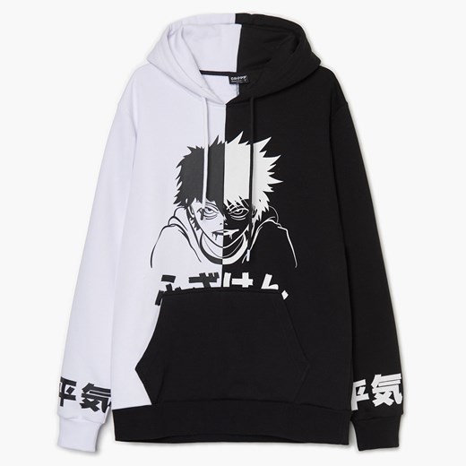 Cropp - Bluza z kapturem i motywem anime - Czarny Cropp M Cropp