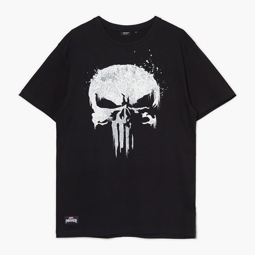 Cropp - Czarny T-shirt Punisher - czarny ze sklepu Cropp w kategorii T-shirty męskie - zdjęcie 149321097