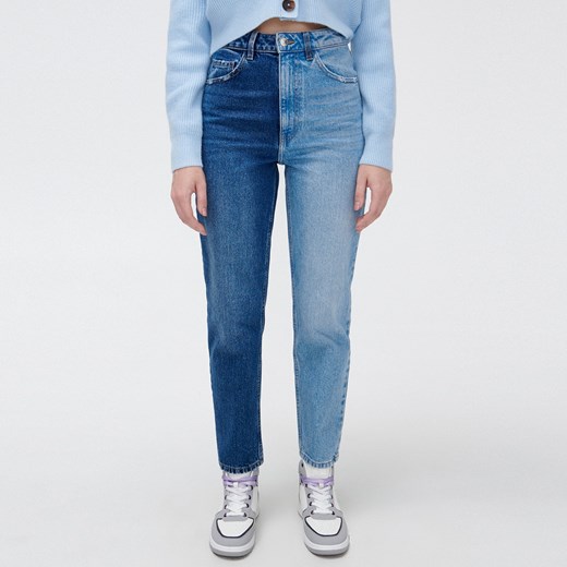 Cropp - Dwukolorowe mom jeans - Niebieski Cropp 40 okazyjna cena Cropp