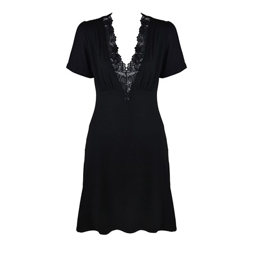 Etna 12011 czarna koszula nocna na krótki rękaw, Kolor czarny, Rozmiar L, Mediolano ze sklepu Intymna w kategorii Koszule nocne - zdjęcie 149349835