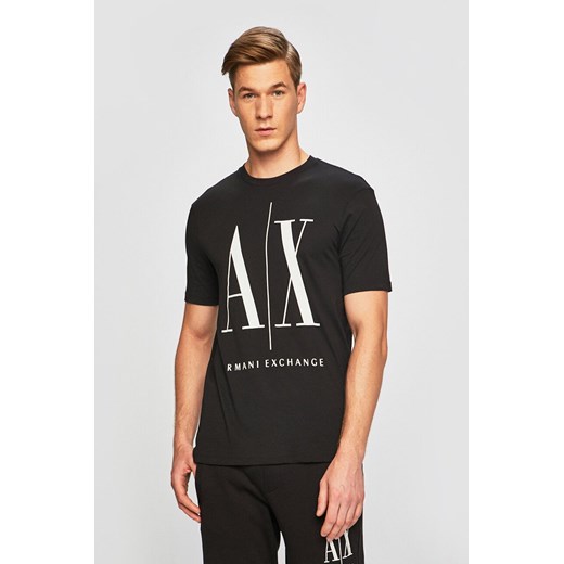 Armani Exchange t-shirt bawełniany kolor czarny z nadrukiem Armani Exchange L ANSWEAR.com