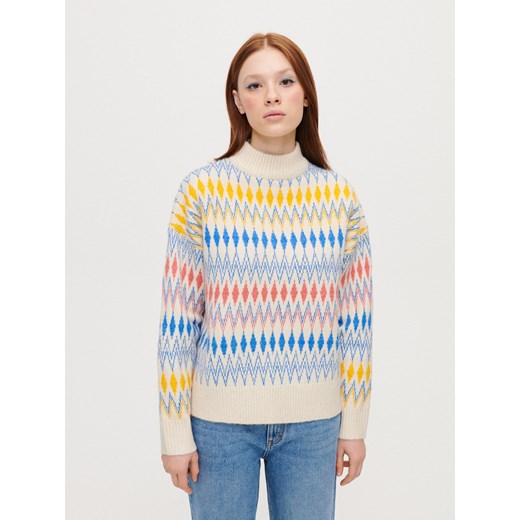 Ciepły sweter w kolorowe romby - Wielobarwny House XS House