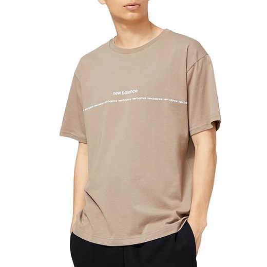 Koszulka New Balance MT23517MS - beżowa ze sklepu streetstyle24.pl w kategorii T-shirty męskie - zdjęcie 149370899