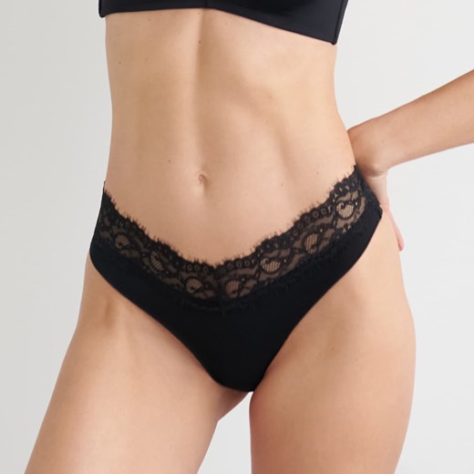 Sinsay - Majtki stringi z koronką 2 pack - Różowy Sinsay L Sinsay wyprzedaż