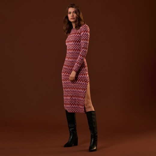 Sinsay - Sukienka midi ze wzorem - Wielobarwny Sinsay M Sinsay promocyjna cena