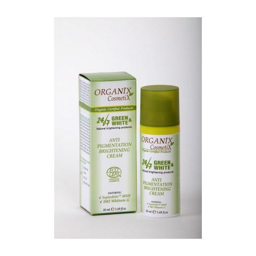 Organix Cosmetix Krem rozjaśniający przebarwienia skórne zmniejszający produkcję melaniny kosmetyki-maya zielony aktywna