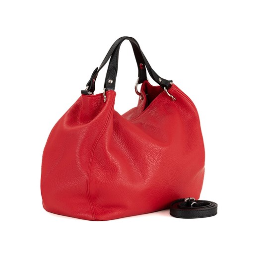 Skórzana torebka "Sassari" w kolorze czerwonym - 33 x 28 x 16 cm Lucca Baldi onesize okazyjna cena Limango Polska