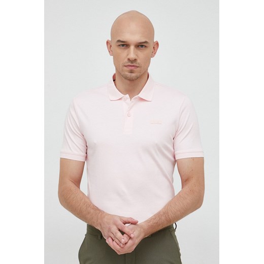 Calvin Klein polo bawełniane kolor różowy gładki ze sklepu ANSWEAR.com w kategorii T-shirty męskie - zdjęcie 149404088