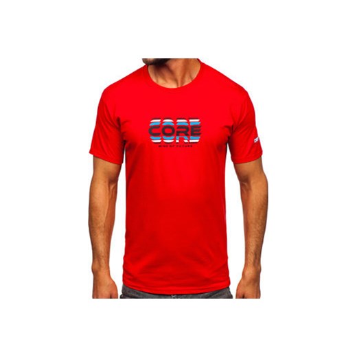 T-shirt męski Denley czerwony z krótkimi rękawami 