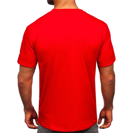 Czerwony t-shirt męski Denley z krótkimi rękawami 