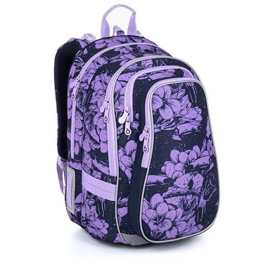 Fioletowy plecak w kwiaty Topgal LYNN 23008 ze sklepu Topgal w kategorii Plecaki dla dzieci - zdjęcie 149409666