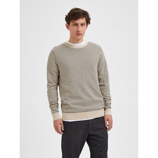 Sweter "Robin" w kolorze beżowo-czarnym Selected Homme XXL promocyjna cena Limango Polska