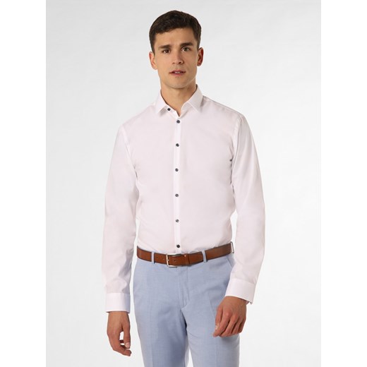 Finshley & Harding London Koszula męska Mężczyźni Slim Fit Bawełna biały jednolity kołnierzyk kent ze sklepu vangraaf w kategorii Koszule męskie - zdjęcie 149442517