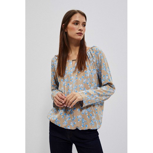 Wzorzysta koszula w kwiaty ciemnobeżowa ze sklepu Moodo.pl w kategorii Bluzki damskie - zdjęcie 149463577