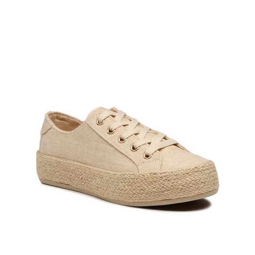 Espadryle damskie DeeZee na płaskiej podeszwie sznurowane z tkaniny boho 