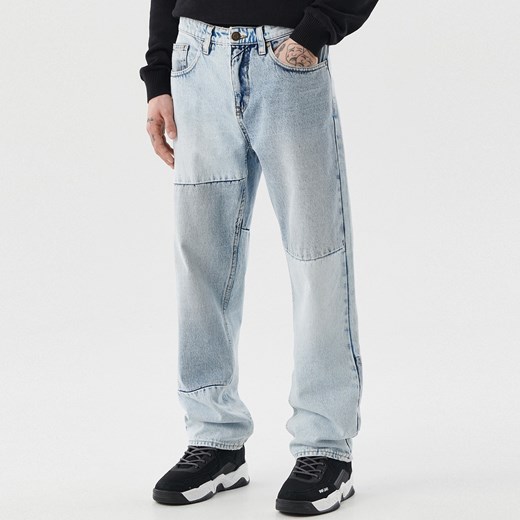 Cropp - Patchworkowe jeansy - Niebieski Cropp 32/34 promocyjna cena Cropp