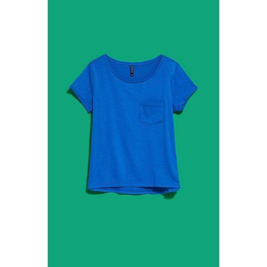 Bawełniany t-shirt z kieszonką w kolorze niebieskim, Kolor niebieski, Rozmiar M, M Primodo