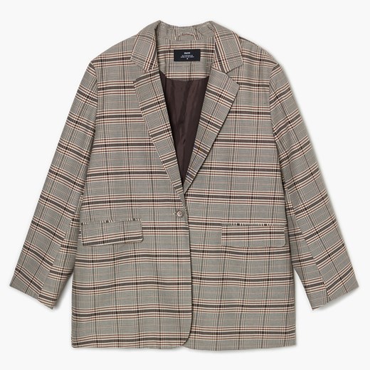 Cropp - Marynarka w kratę oversize - Brązowy Cropp S okazja Cropp