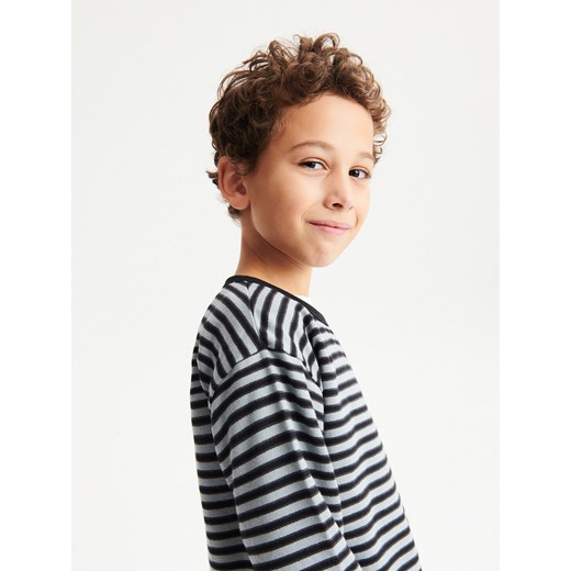 Reserved - Longsleeve w paski - czarny ze sklepu Reserved w kategorii T-shirty chłopięce - zdjęcie 149494888