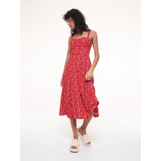Reserved - Wzorzysta sukienka midi - Czerwony Reserved M promocyjna cena Reserved
