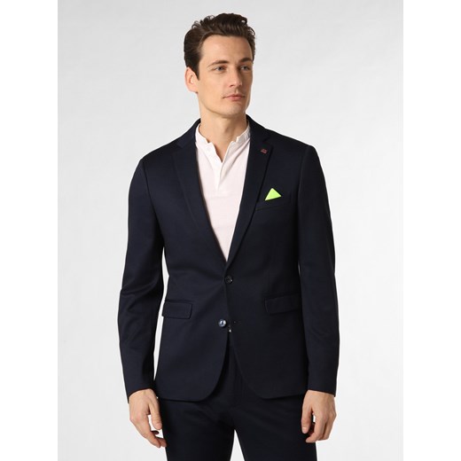 Finshley & Harding London Męska marynarka od garnituru modułowego Mężczyźni Slim Fit granatowy wypukły wzór tkaniny ze sklepu vangraaf w kategorii Marynarki męskie - zdjęcie 149518125