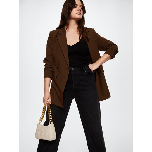 Mango Żakiet Greta 37074377 Brązowy Regular Fit Mango XXL wyprzedaż MODIVO