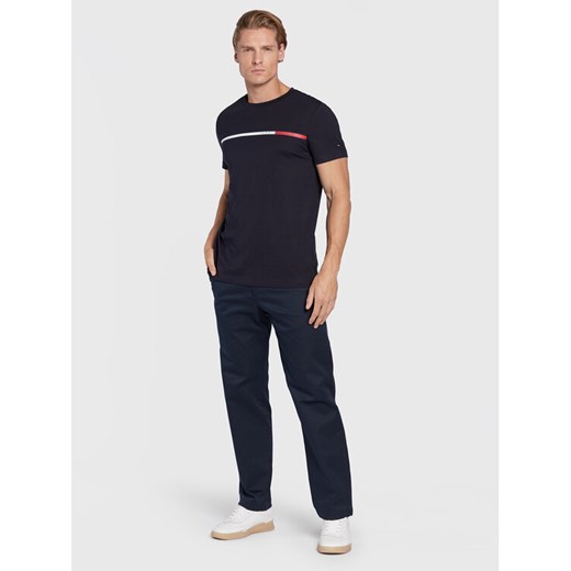 Tommy Hilfiger T-Shirt Two Tone Chest Stripe MW0MW27912 Granatowy Slim Fit Tommy Hilfiger XS MODIVO promocyjna cena