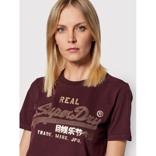 Superdry T-Shirt Boho Sparkle Tee W1010731A Bordowy Regular Fit Superdry 12 promocyjna cena MODIVO