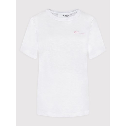 Selected Femme T-Shirt Cabella 16083668 Biały Regular Fit Selected Femme XL okazja MODIVO