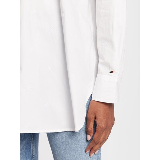 Tommy Hilfiger Koszula Monogram WW0WW35724 Biały Oversize Tommy Hilfiger 38 wyprzedaż MODIVO